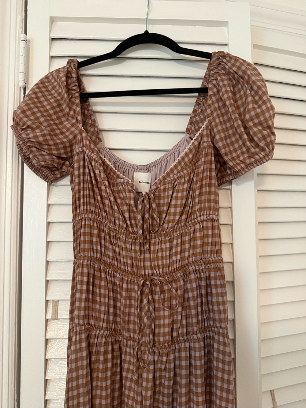 Reformation Rhett Gingham Midi Dress NWT Size 6 - Picture 5 of 7